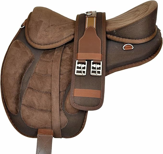 Treeless English Synthetic Saddle 17 Inch Brown