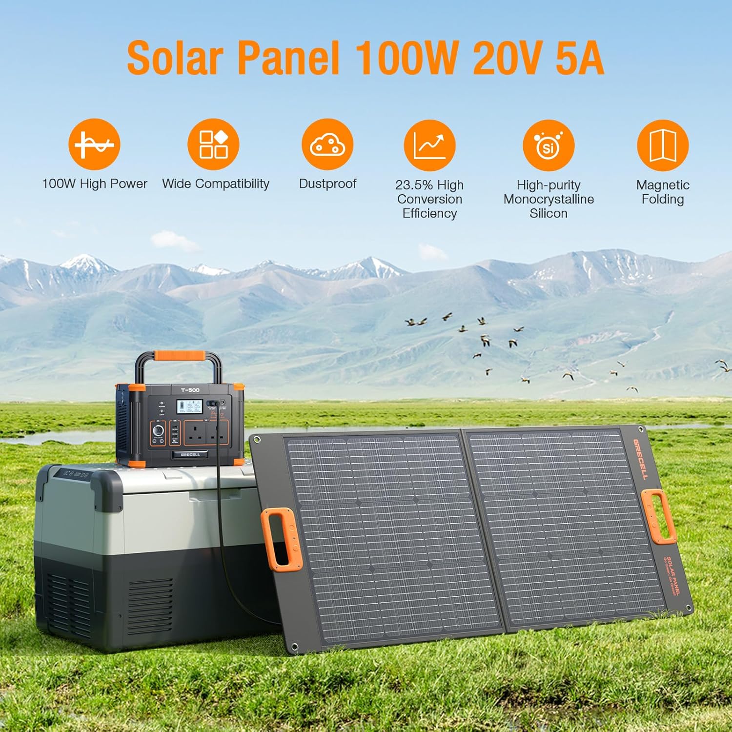 100W Foldable Solar Panel 20V Portable Charger Camping RV