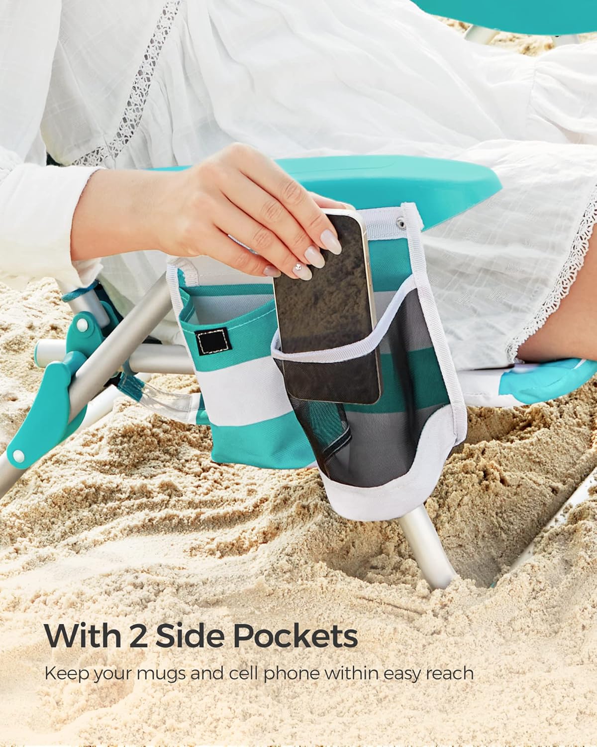Portable Beach Chair Reclining Foldable Seat Green