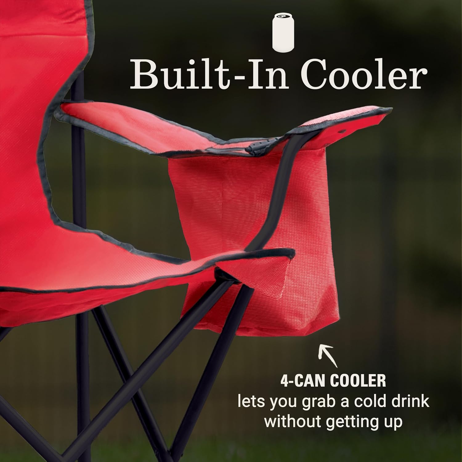Portable Camping Chair with Cooler Foldable Red