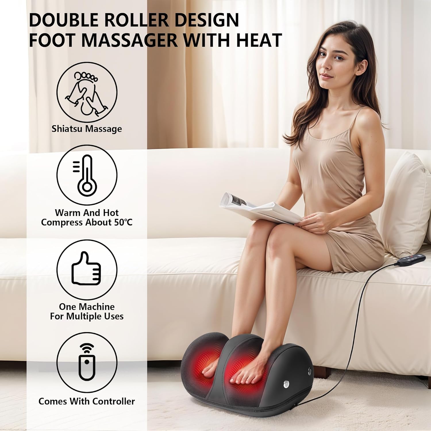 Electric Foot Massager Machine Heat Leg Calf Massage Pain Relief