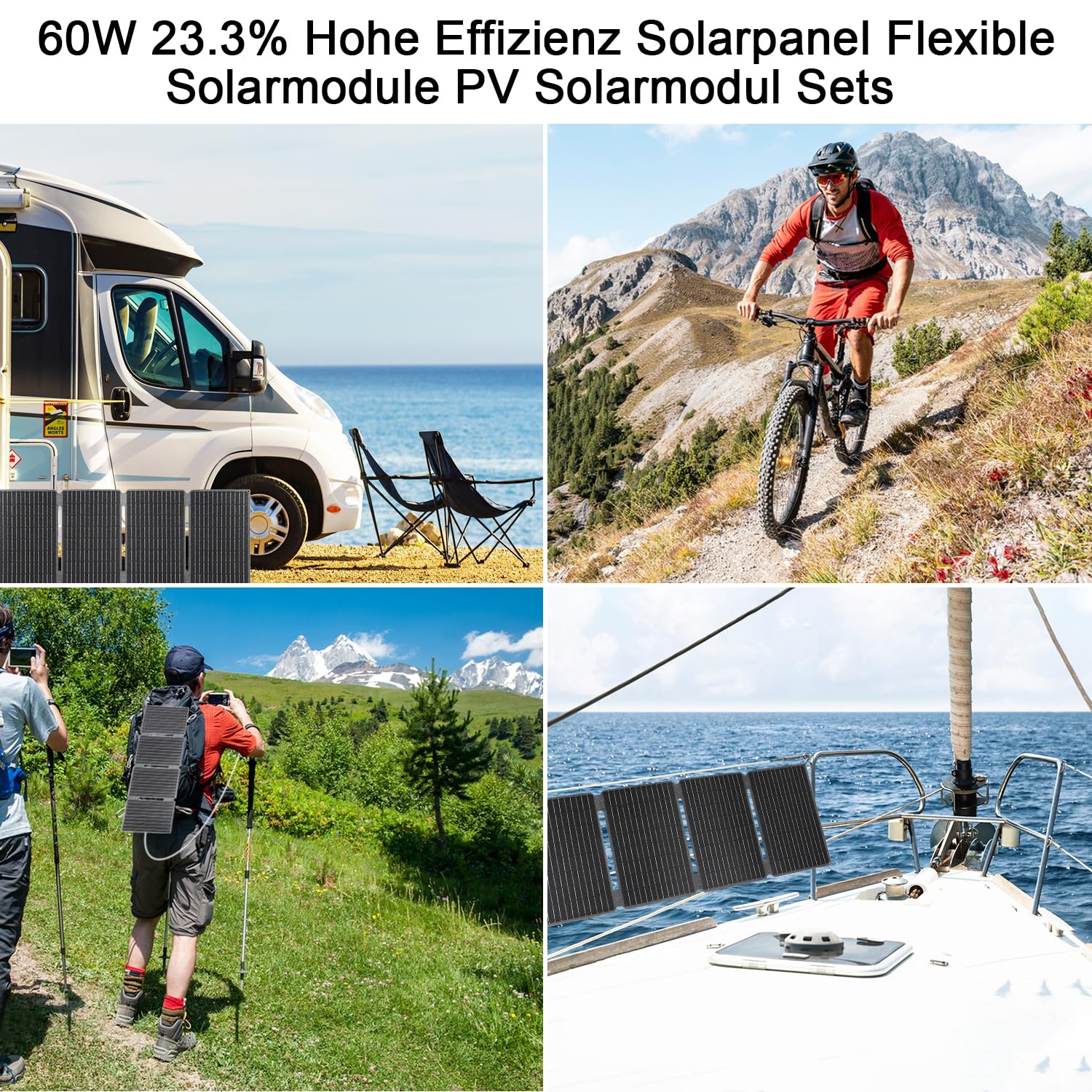60W Foldable Solar Panel USB C DC Camping Charger