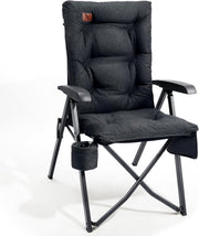 Luxury Reclining Camping Chair High Back Black 150kg