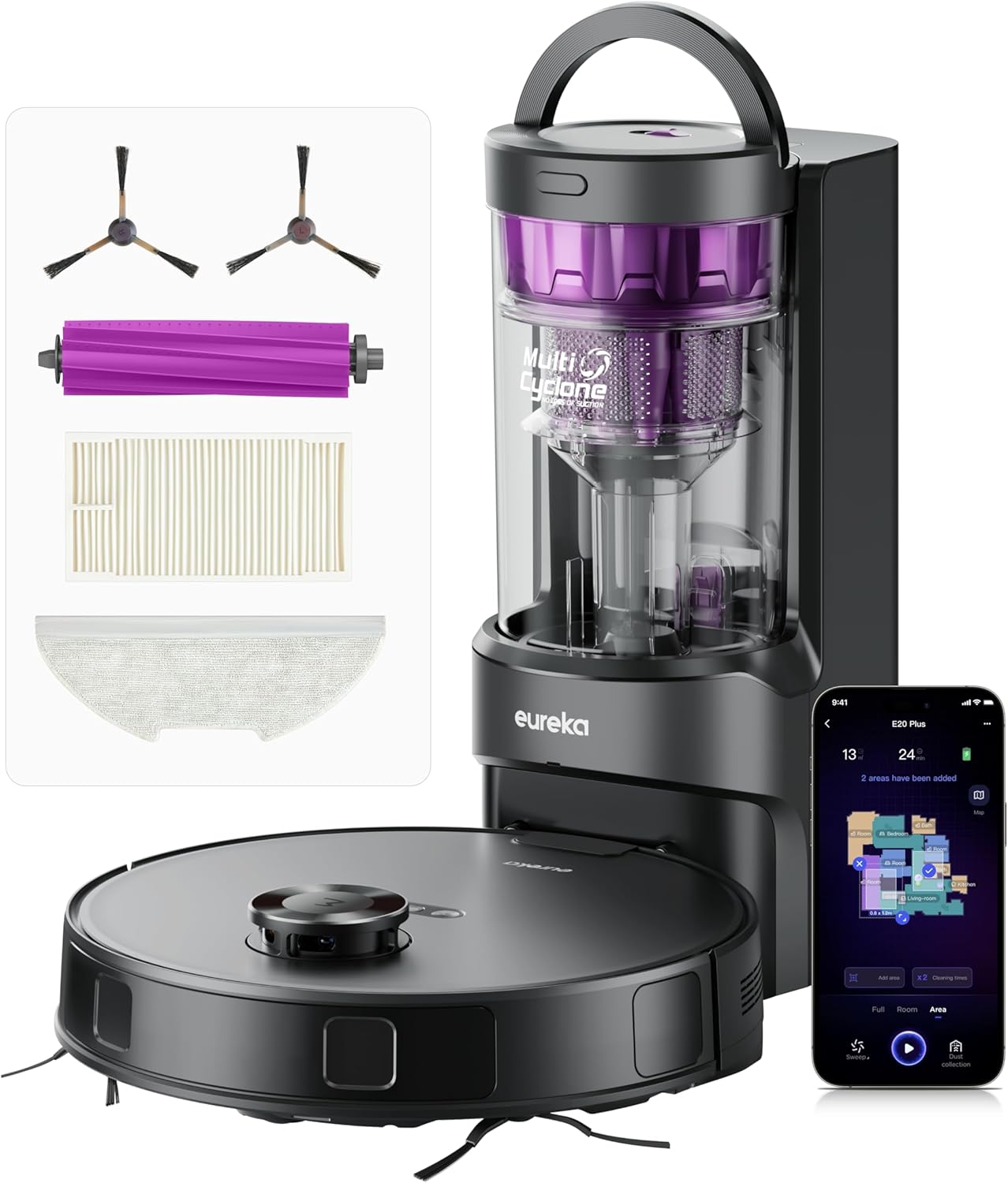 Robot Vacuum Mop Self Empty 8000Pa AI LiDAR 45 Day Pet Hair