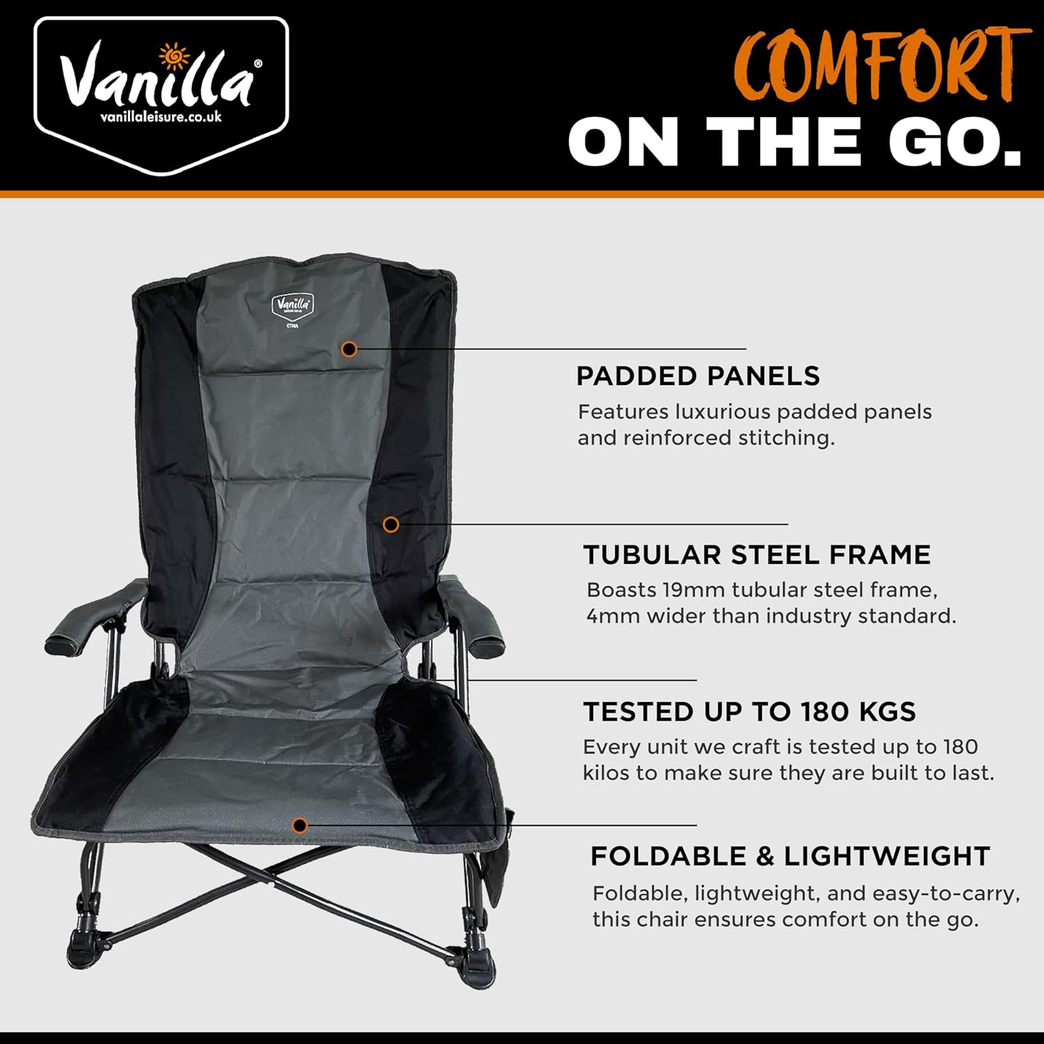 Low Beach Camping Chair Foldable Charcoal