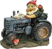 Garden Gnome Statue Bunny Tractor Resin Lawn Decor Outdoor