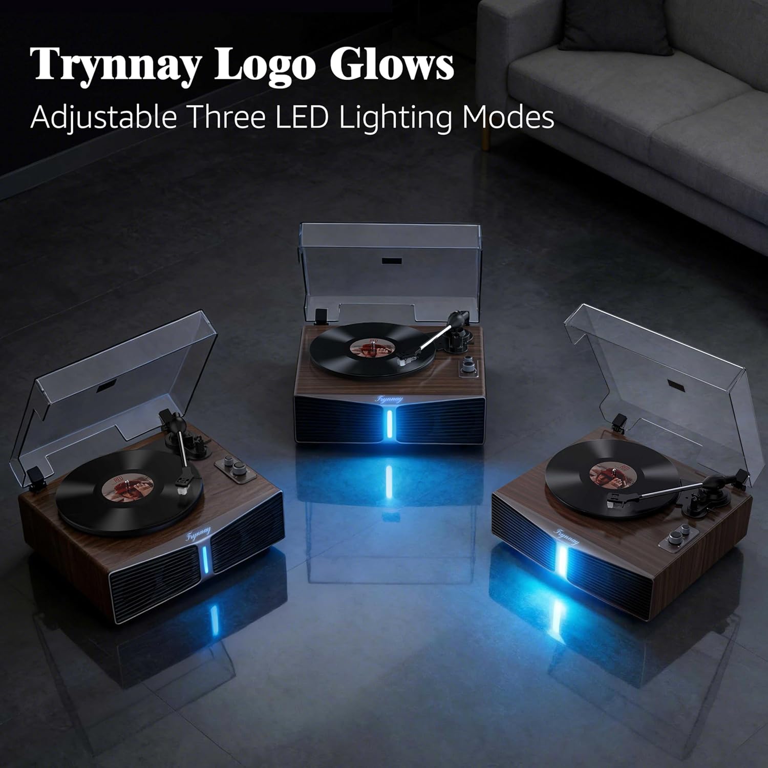 Bluetooth Turntable with Speakers, AT-3600L Cartridge, 33/45 RPM Walnut