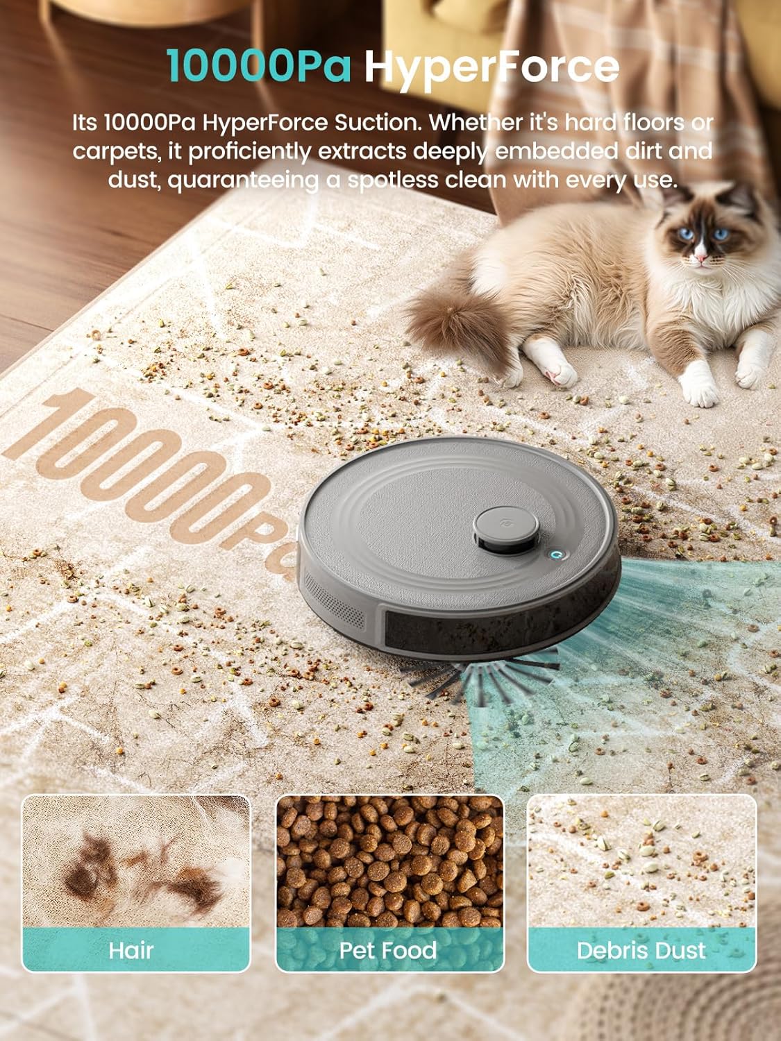 Robot Vacuum Mop Self Empty 10000Pa LiDAR WiFi 75 Day Auto Clean