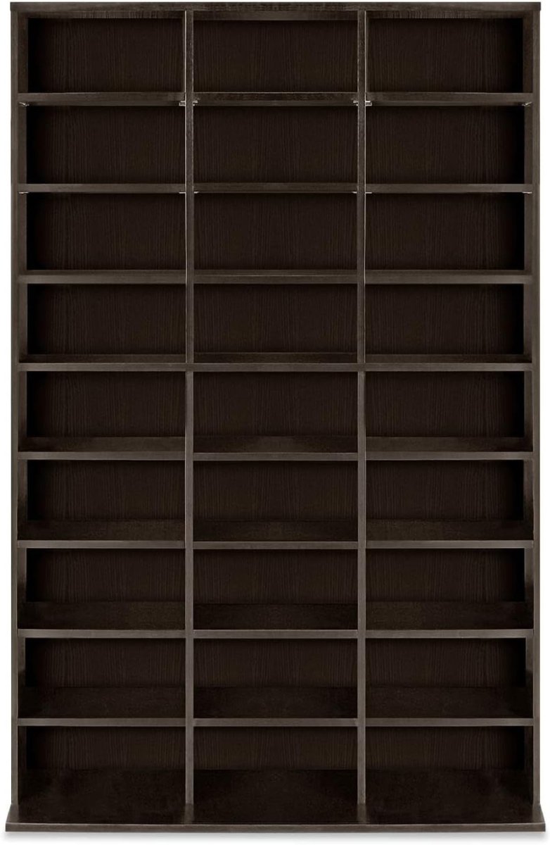 837 CD 396 DVD Storage Cabinet Adjustable Media Shelf Bookcase Brown - Kwikley
