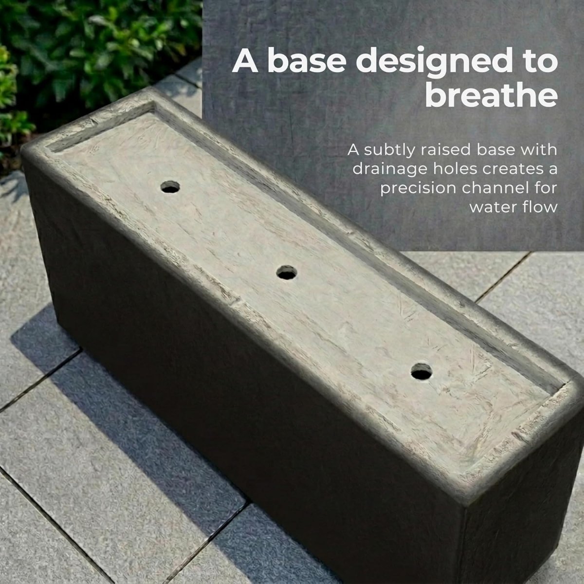 85cm Large Trough Planter Black Stone Effect Outdoor Pot - Kwikley