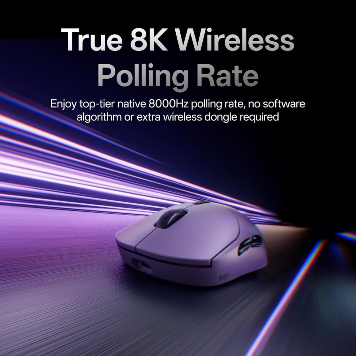 8K Wireless Gaming Mouse 30K DPI 53g 750H Battery 10 Button Purple - Kwikley
