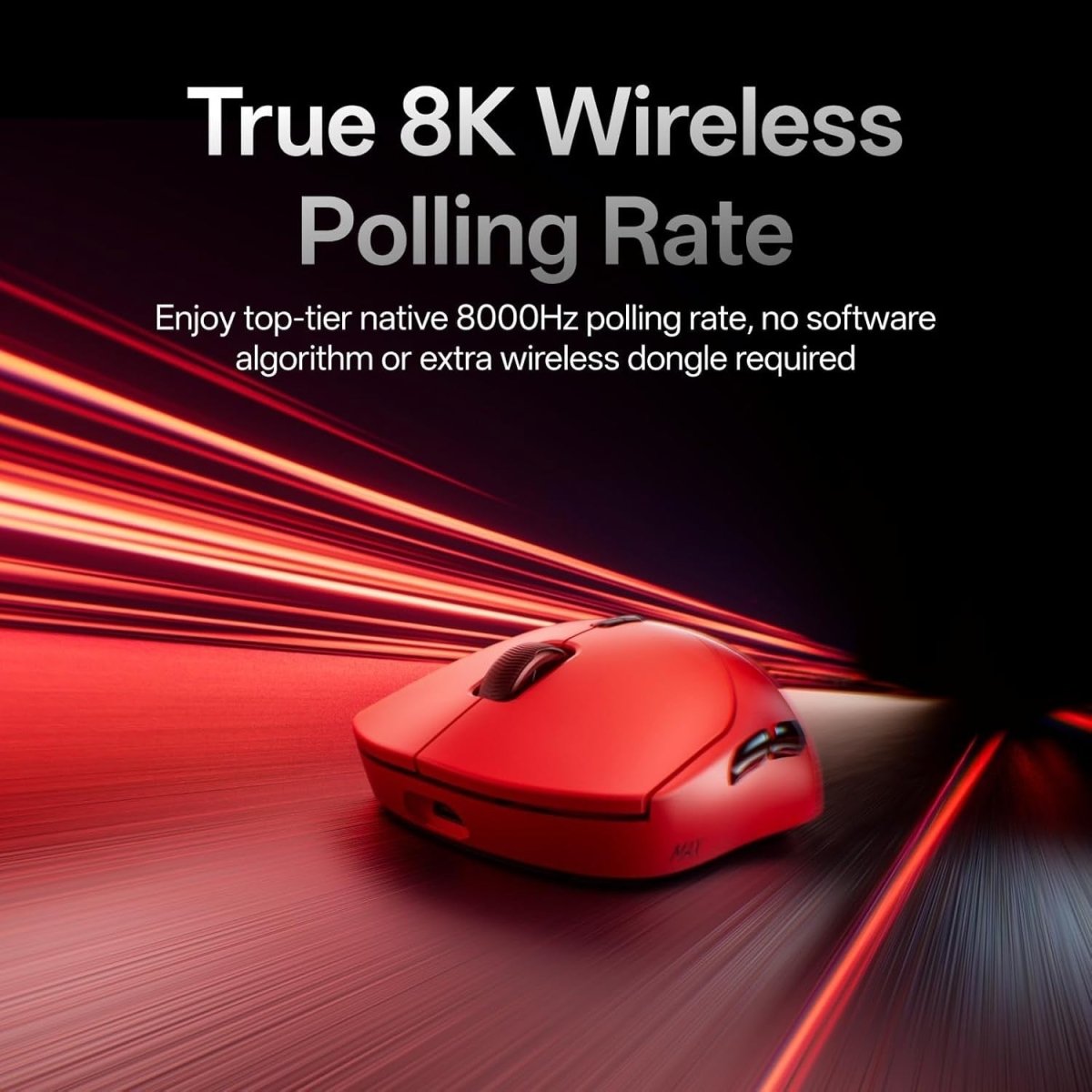 8K Wireless Gaming Mouse 30K DPI 53g 750H Battery 10 Button Red - Kwikley