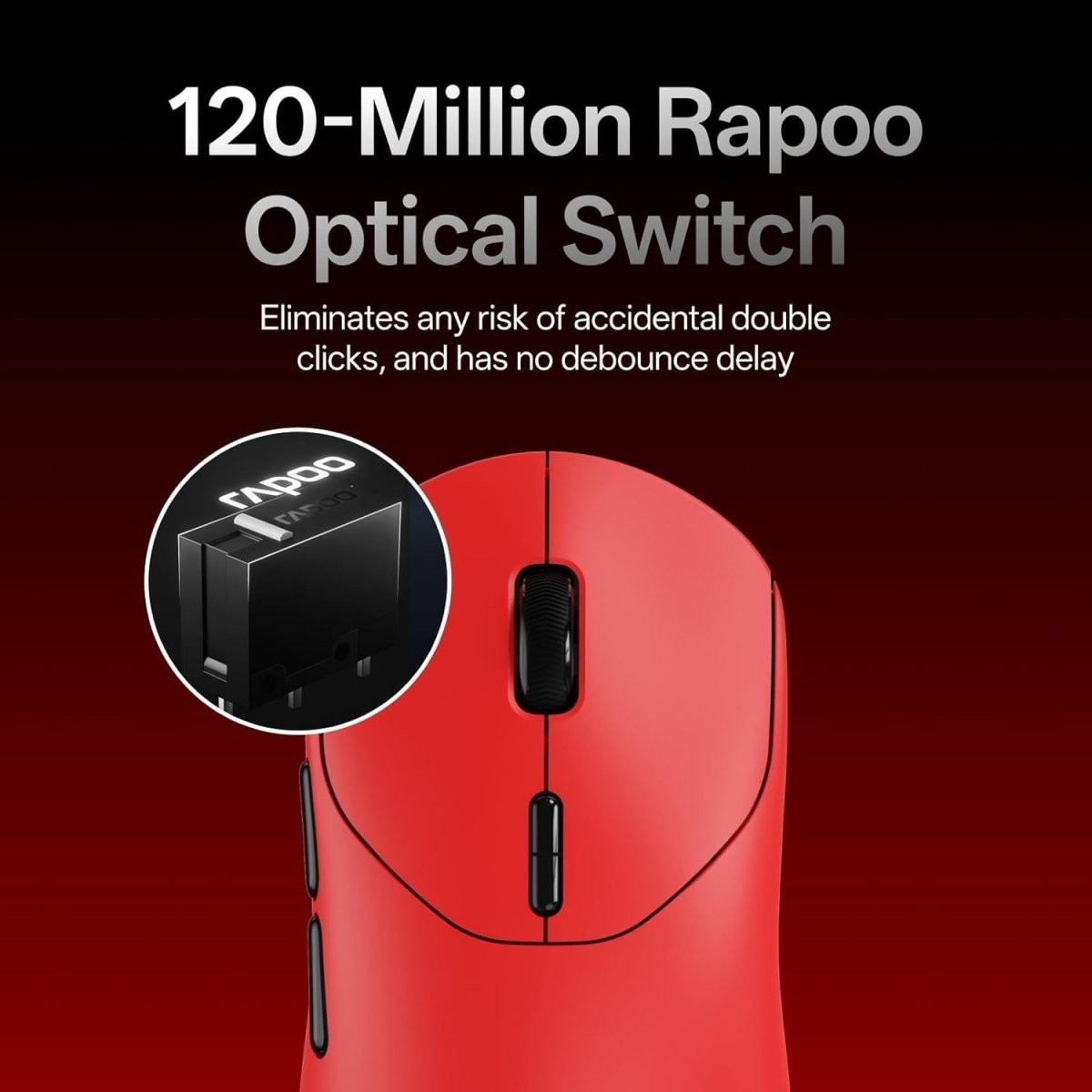 8K Wireless Gaming Mouse 30K DPI 53g 750H Battery 10 Button Red - Kwikley