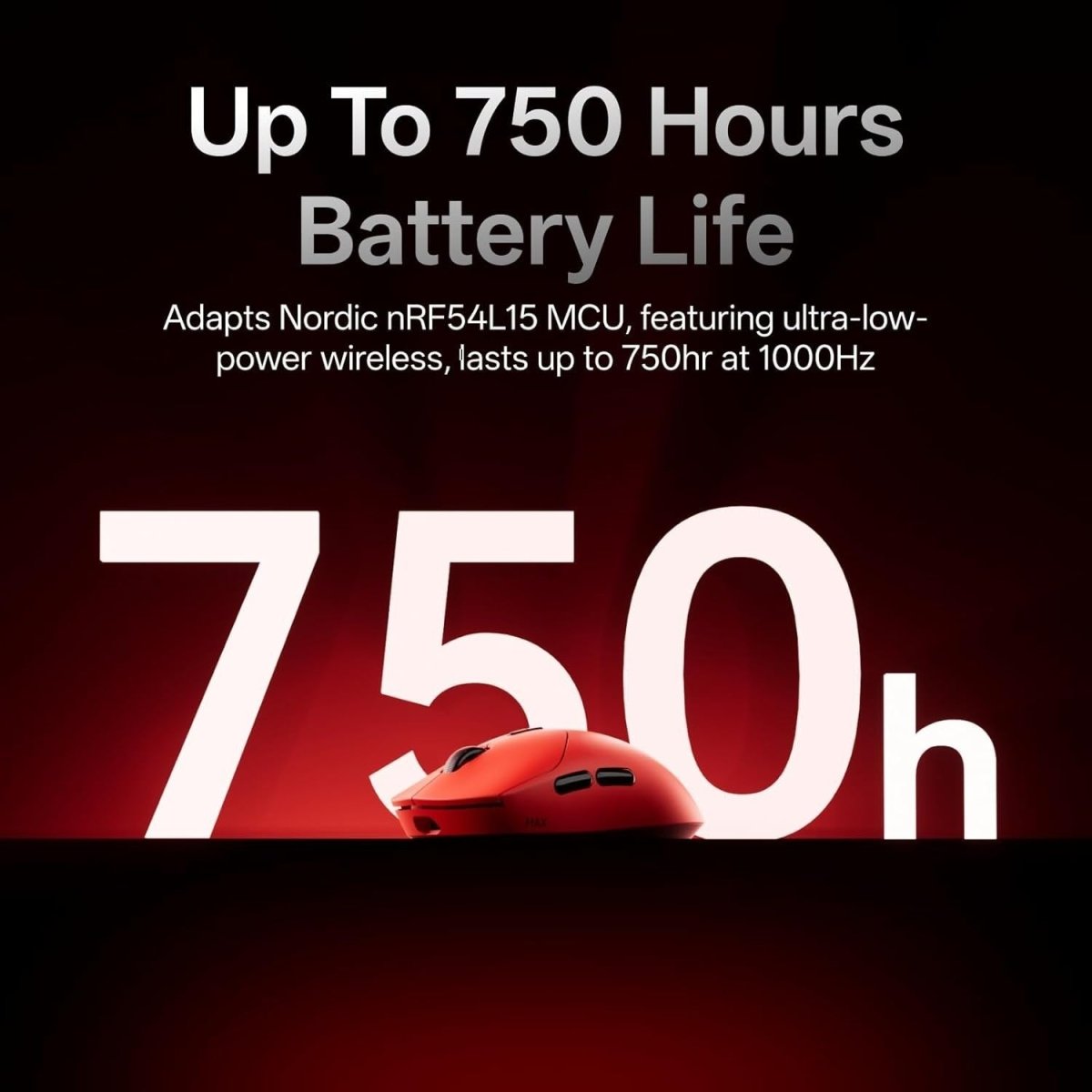 8K Wireless Gaming Mouse 30K DPI 53g 750H Battery 10 Button Red - Kwikley
