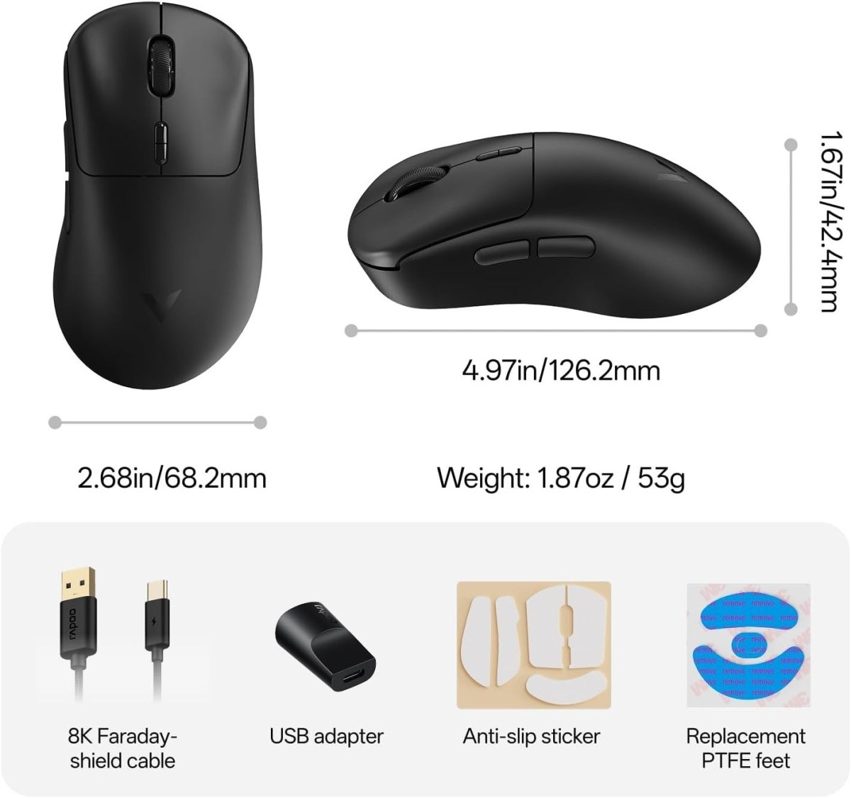8K Wireless Gaming Mouse 30K DPI 53g 750H Battery 10 Buttons - Kwikley