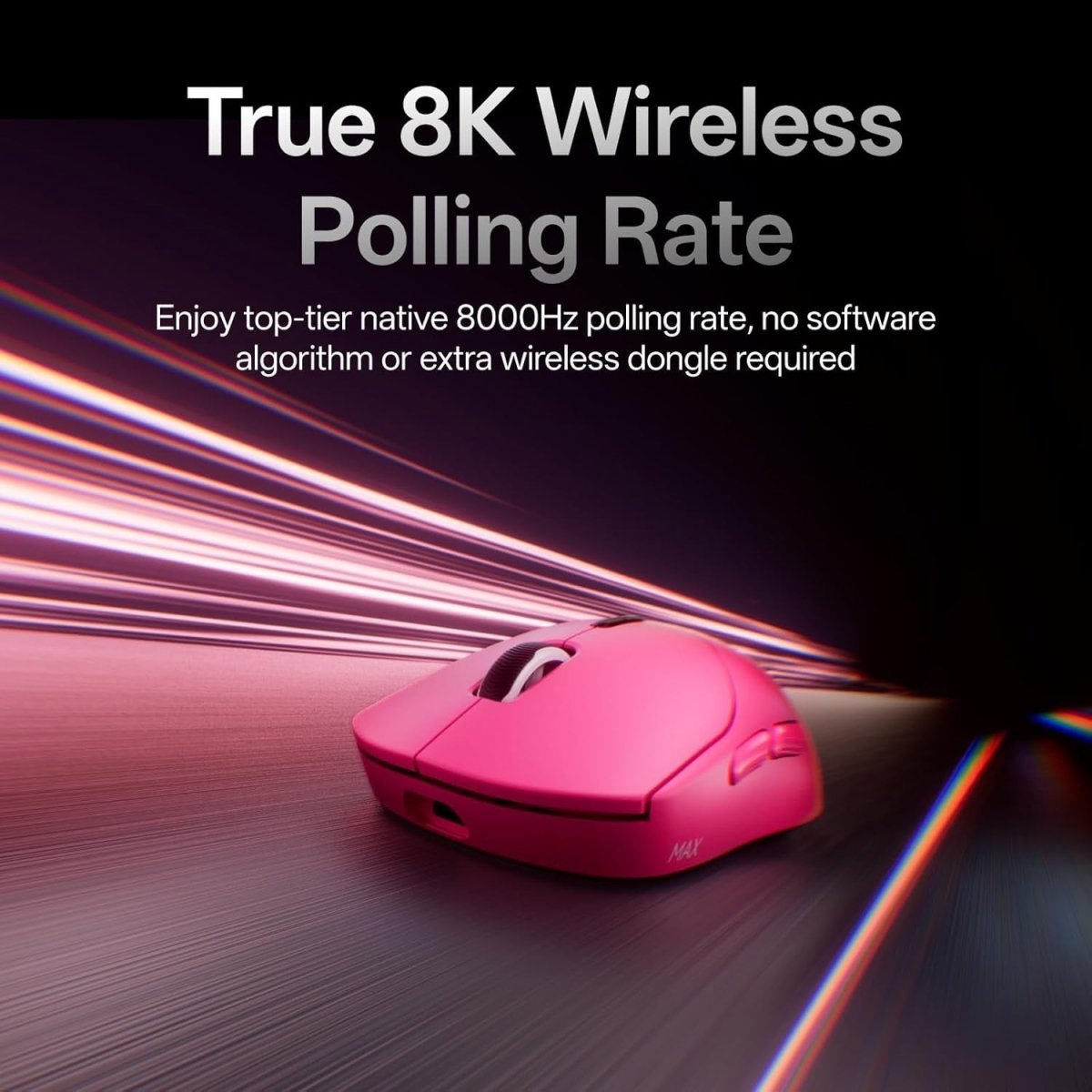 8K Wireless Gaming Mouse 30K DPI 53g Lightweight 750H RGB Pink - Kwikley
