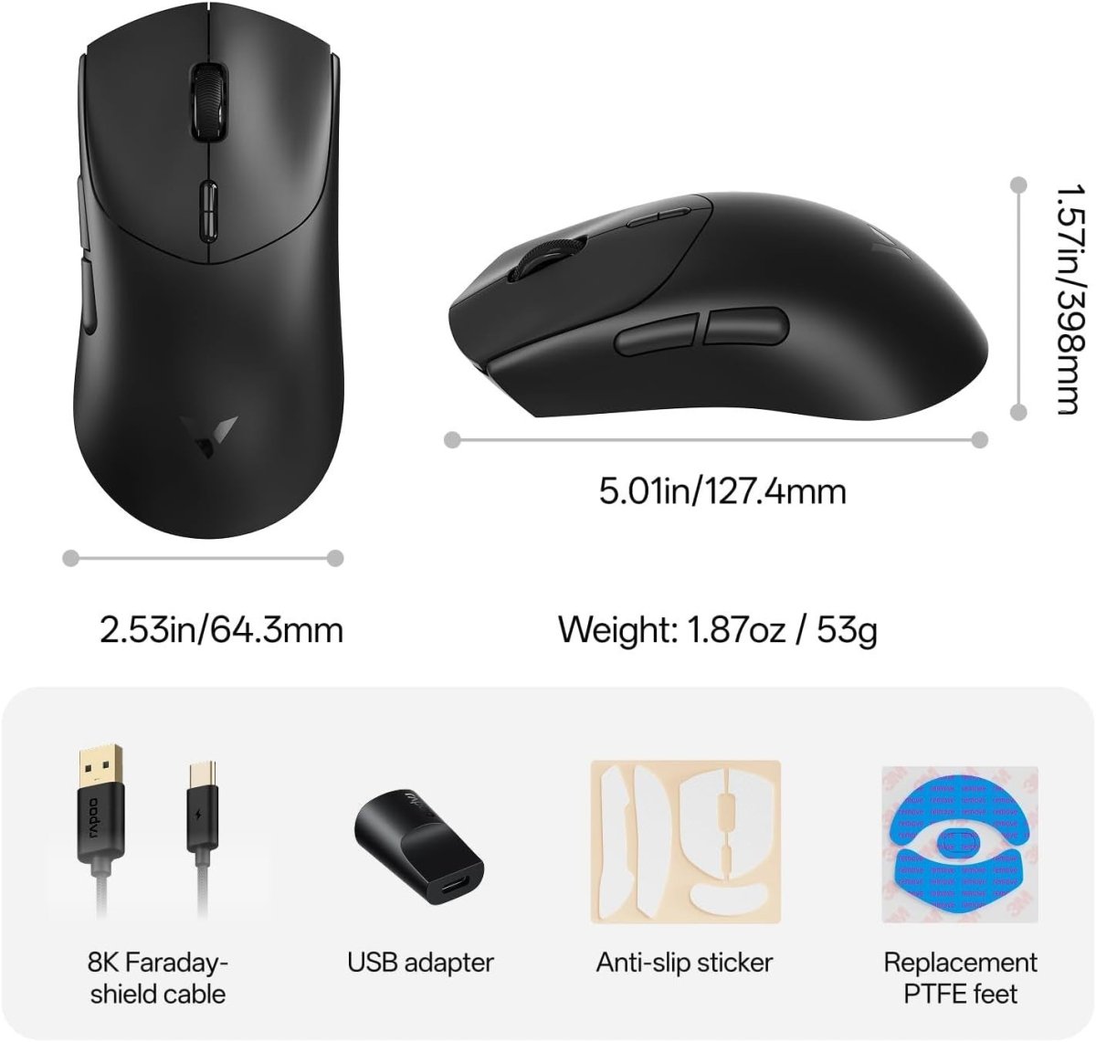 8K Wireless Gaming Mouse 53g 30K DPI 750H Battery 10 Buttons - Kwikley