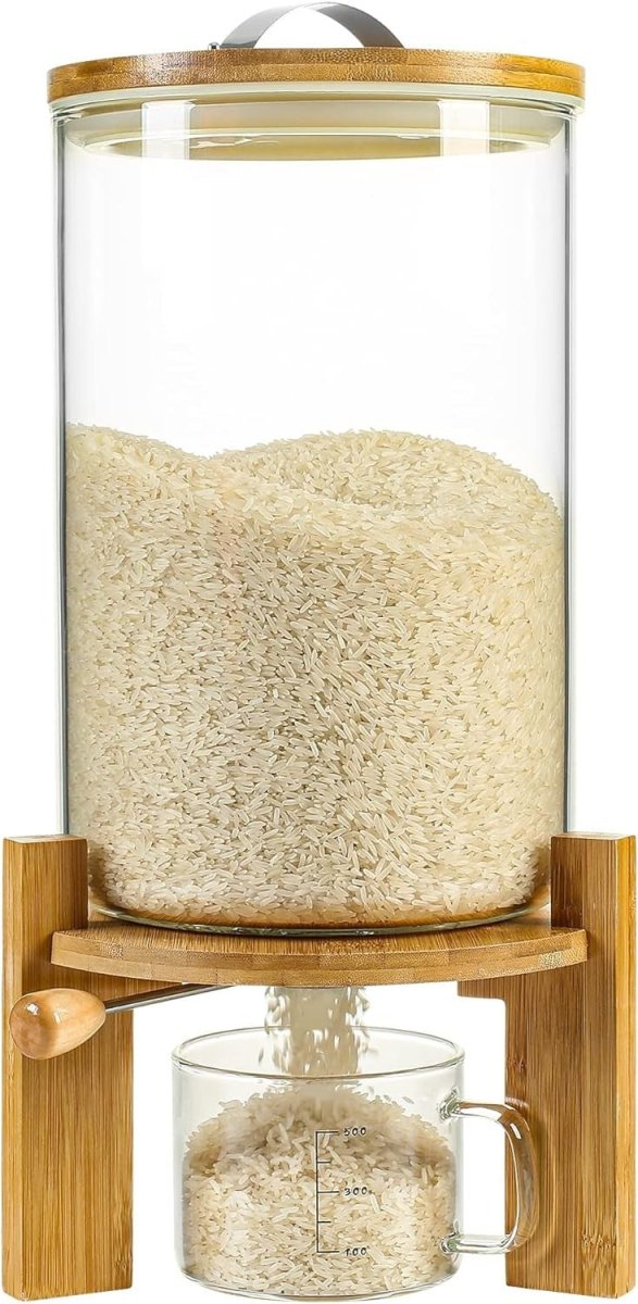 8L Glass Rice Dispenser Airtight Cereal Flour Container - Kwikley