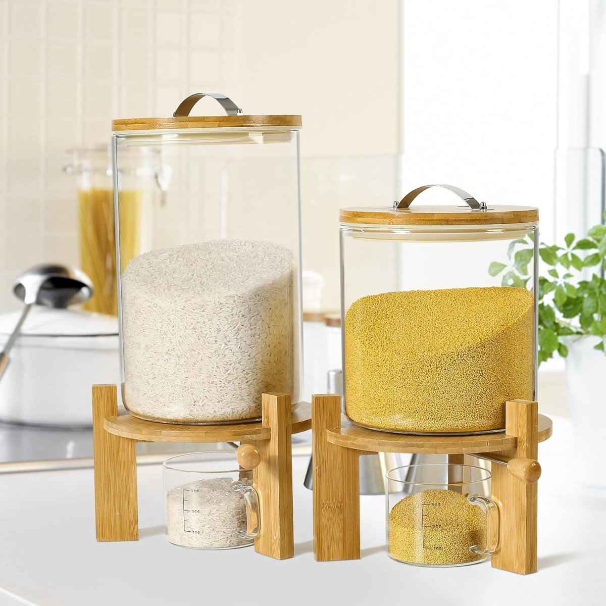 8L Glass Rice Dispenser Airtight Cereal Flour Container - Kwikley