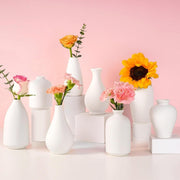 8pcs White Ceramic Vase Set Modern Minimal Floral Table Home Decor - Kwikley