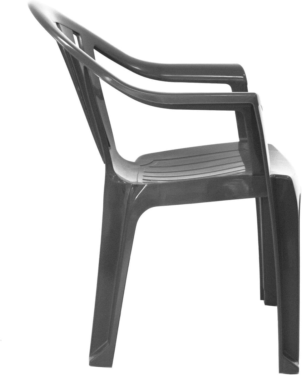8x Stackable Plastic Garden Chairs Grey Patio Outdoor - Kwikley