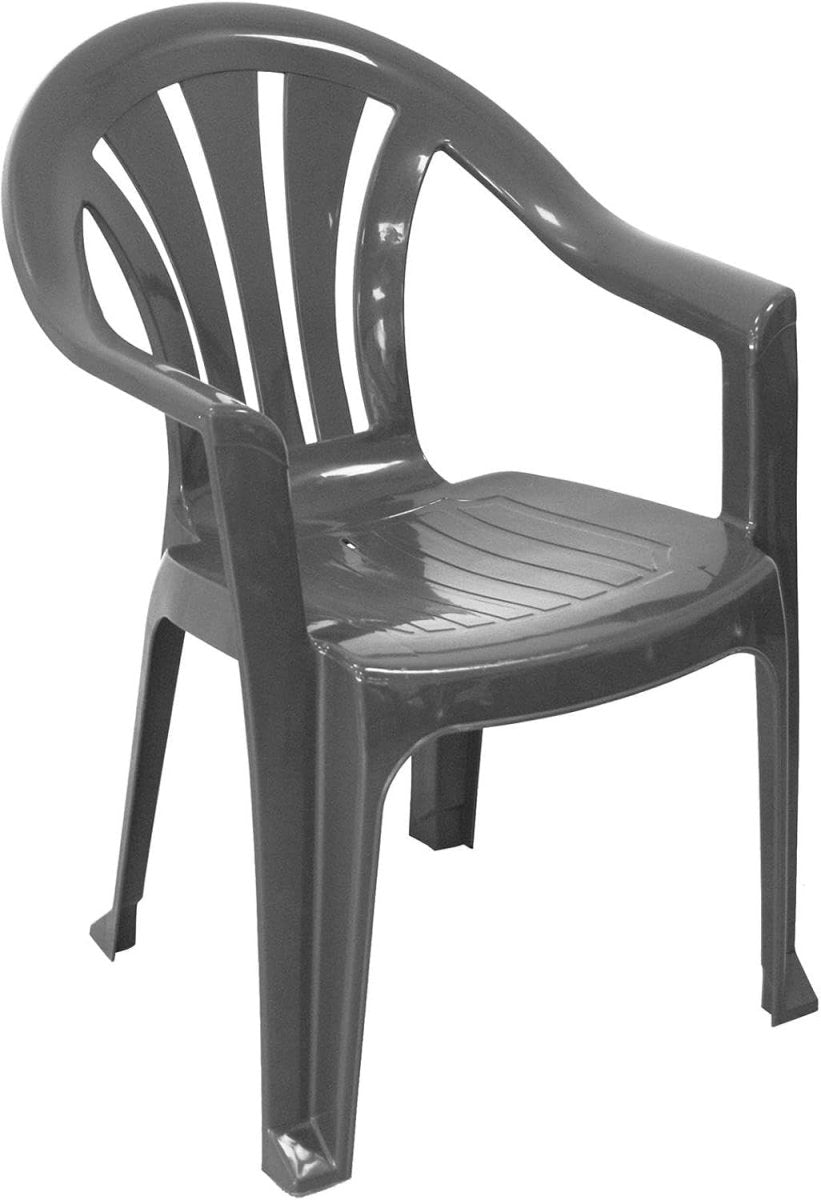 8x Stackable Plastic Garden Chairs Grey Patio Outdoor - Kwikley