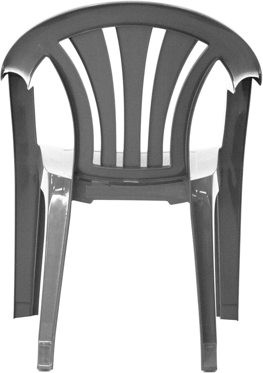 8x Stackable Plastic Garden Chairs Grey Patio Outdoor - Kwikley