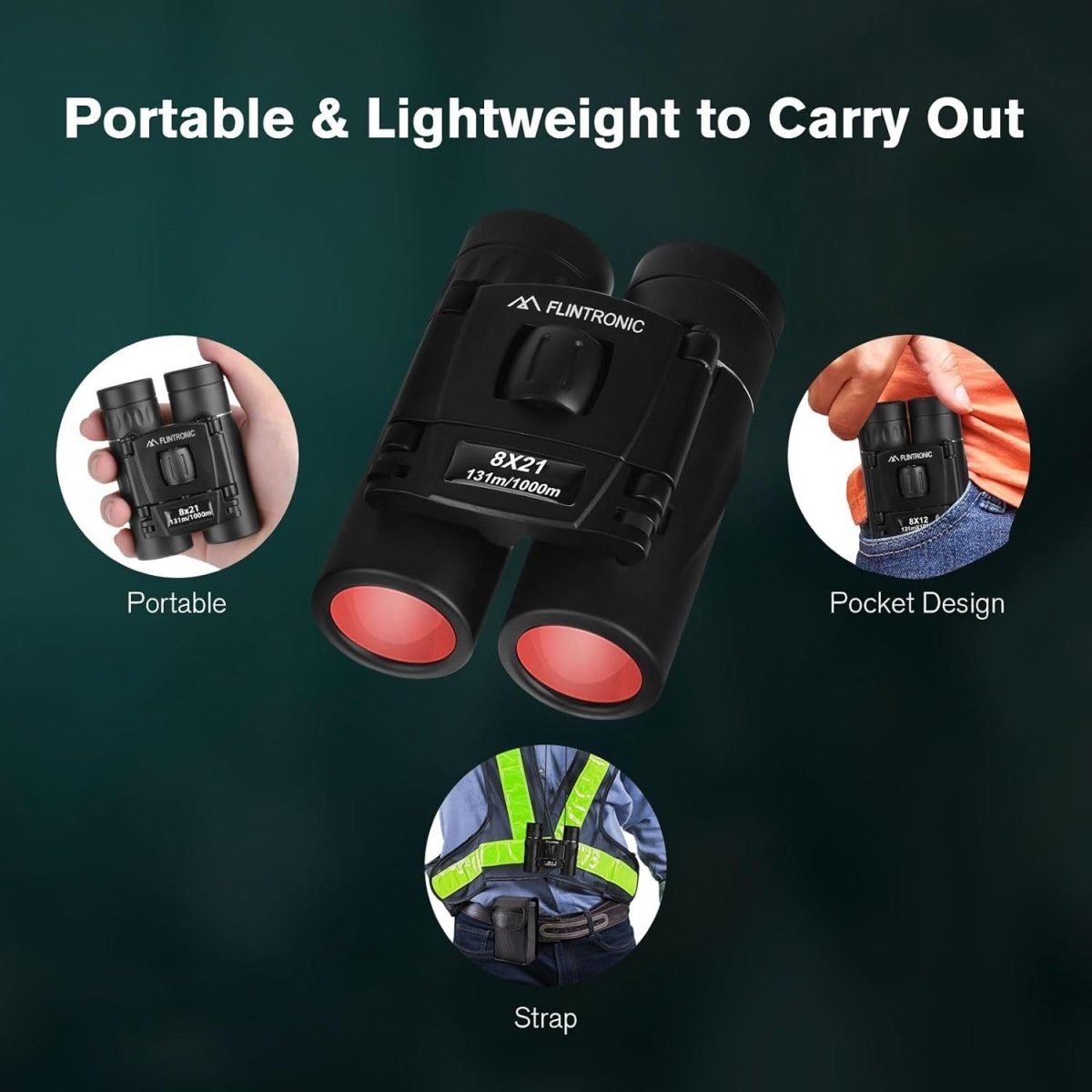 8x21 Mini Compact Binoculars HD Waterproof Pocket Size Travel Hiking Camping - Kwikley