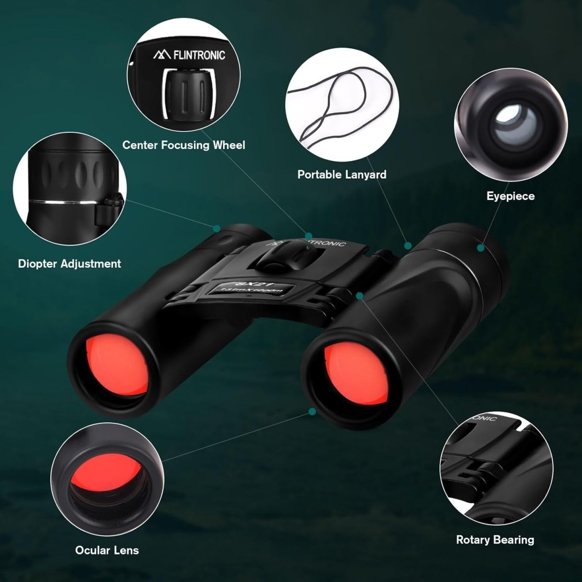 8x21 Mini Compact Binoculars HD Waterproof Pocket Size Travel Hiking Camping - Kwikley