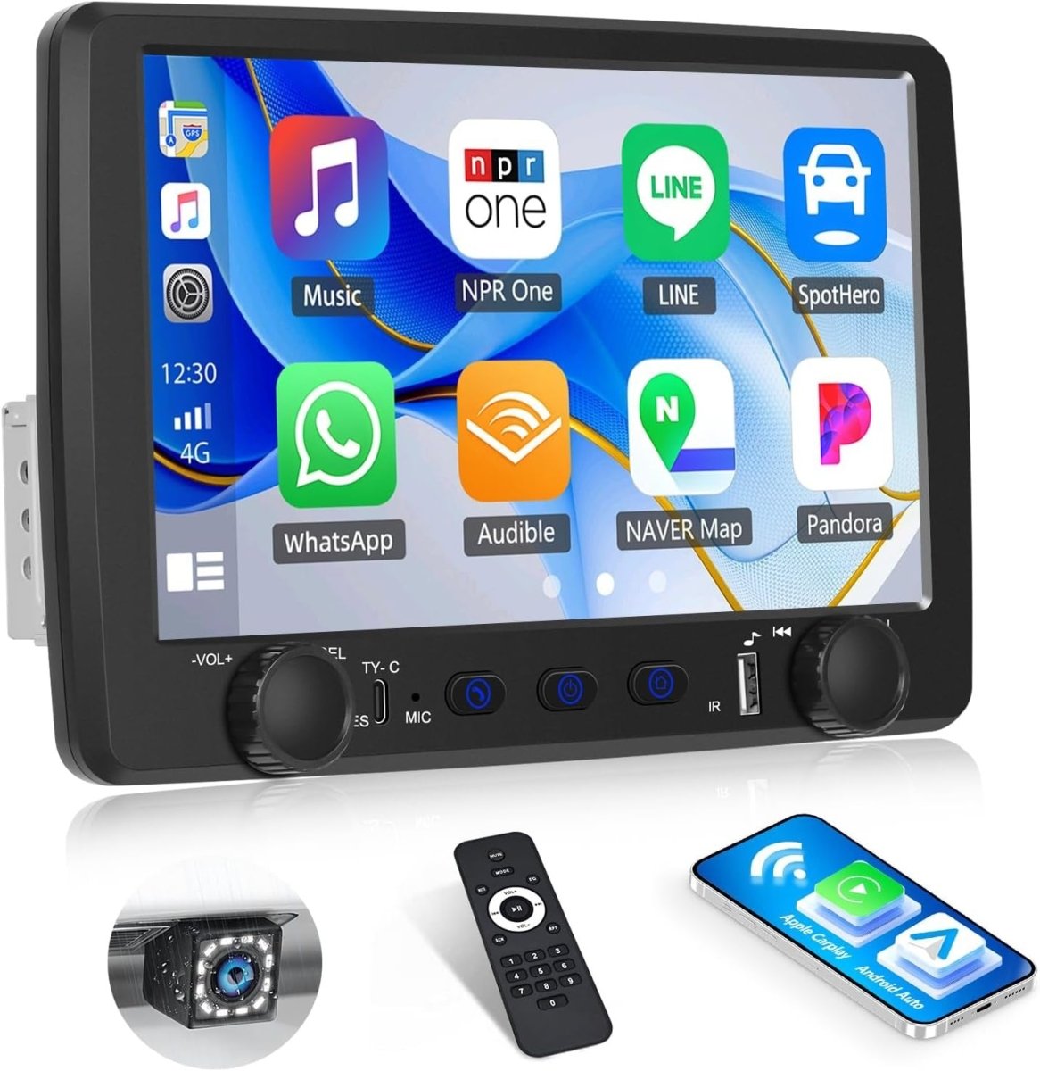 9" Touch Screen Car Stereo 1DIN Bluetooth CarPlay FM - Kwikley