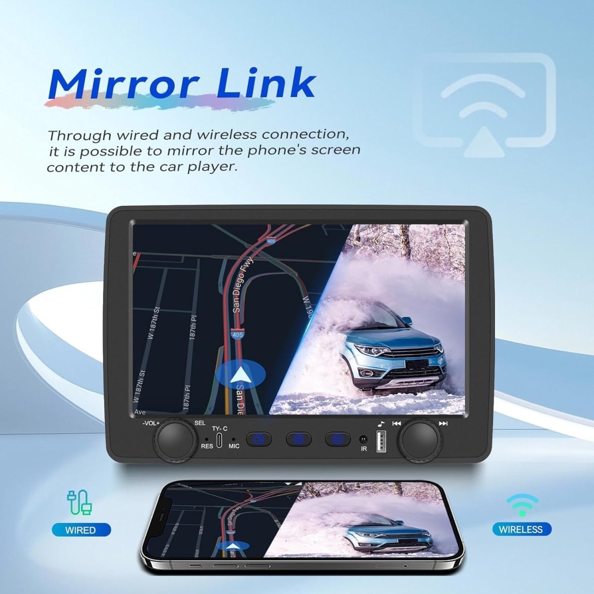 9" Touch Screen Car Stereo 1DIN Bluetooth CarPlay FM - Kwikley