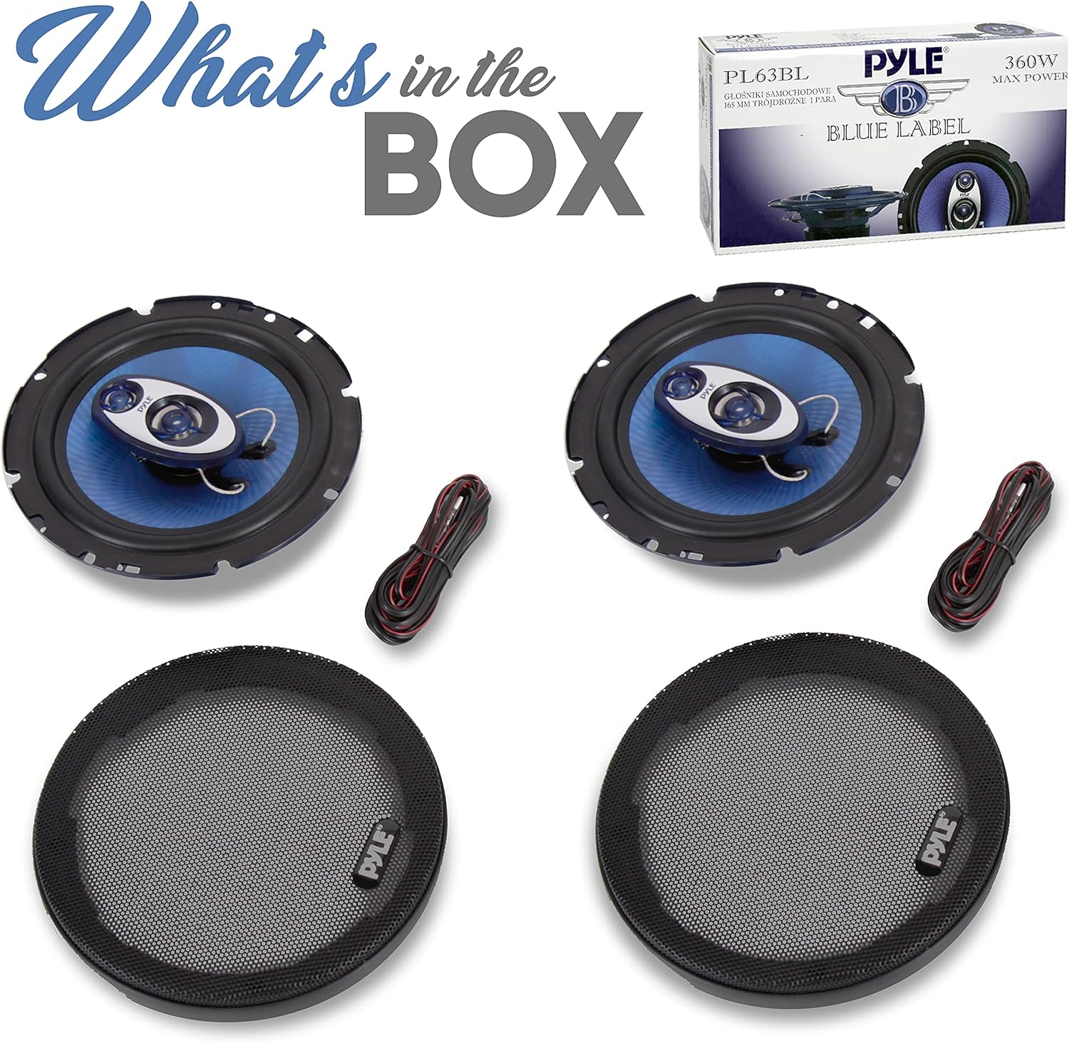6.5 Inch Car Speakers 360W 3 Way Stereo Audio 4 Ohm Door Pair