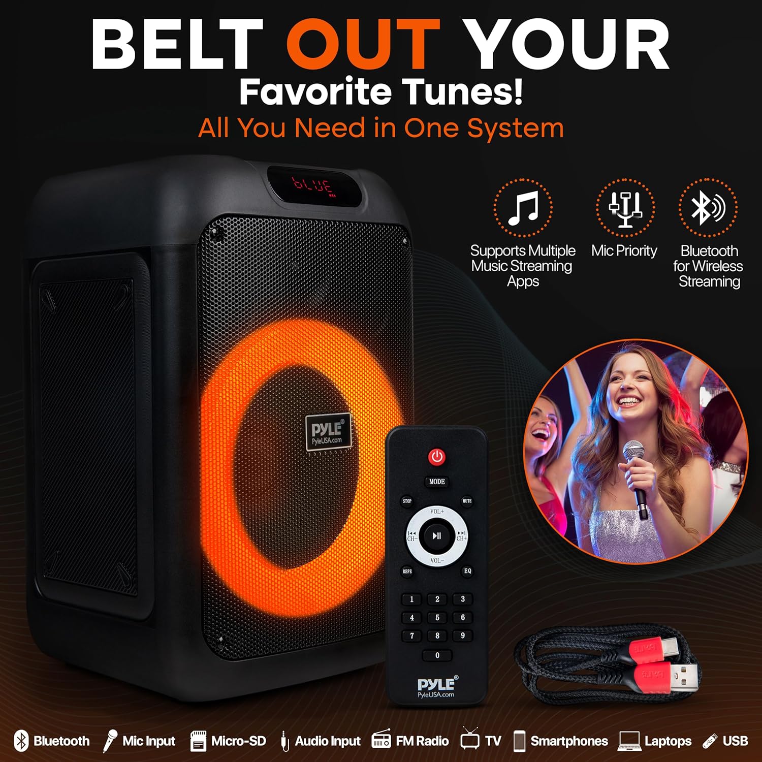 Portable Bluetooth Party Speaker 100W Bass TWS Wheels Outdoor