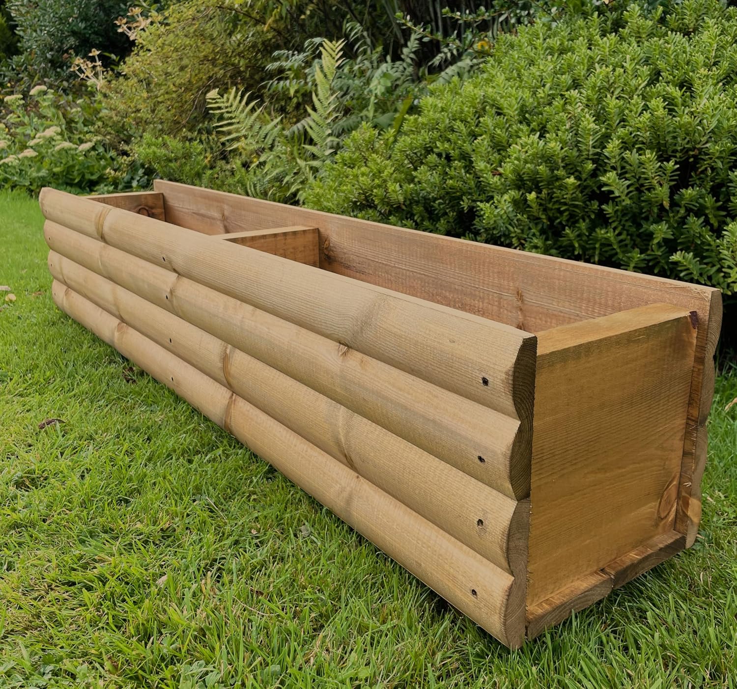 120cm Wooden Trough Planter Log Style Garden Flower Box