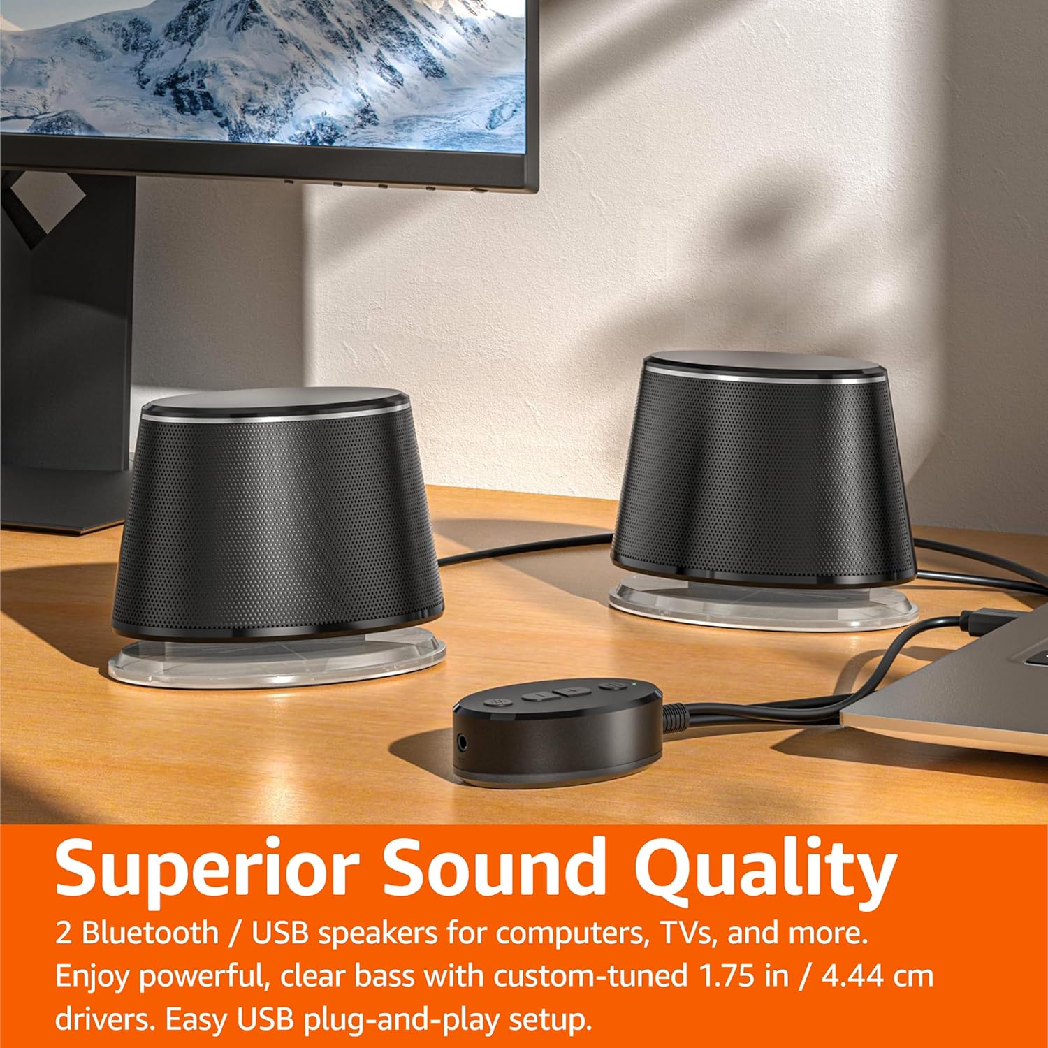 Bluetooth PC Speakers USB AUX Stereo LED Desktop Laptop Audio