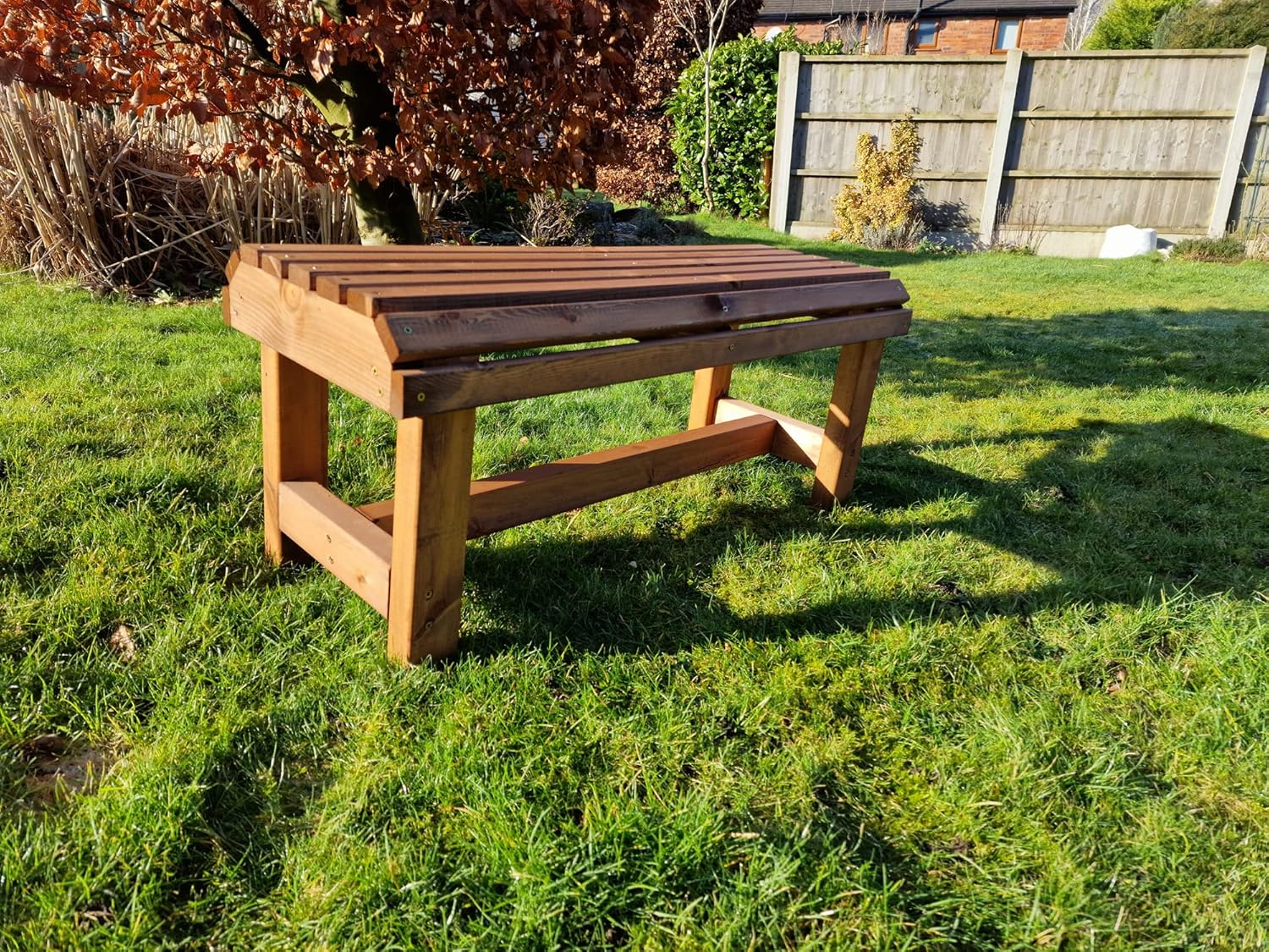 Wooden Garden Bench Redwood Outdoor Patio Seat 100cm