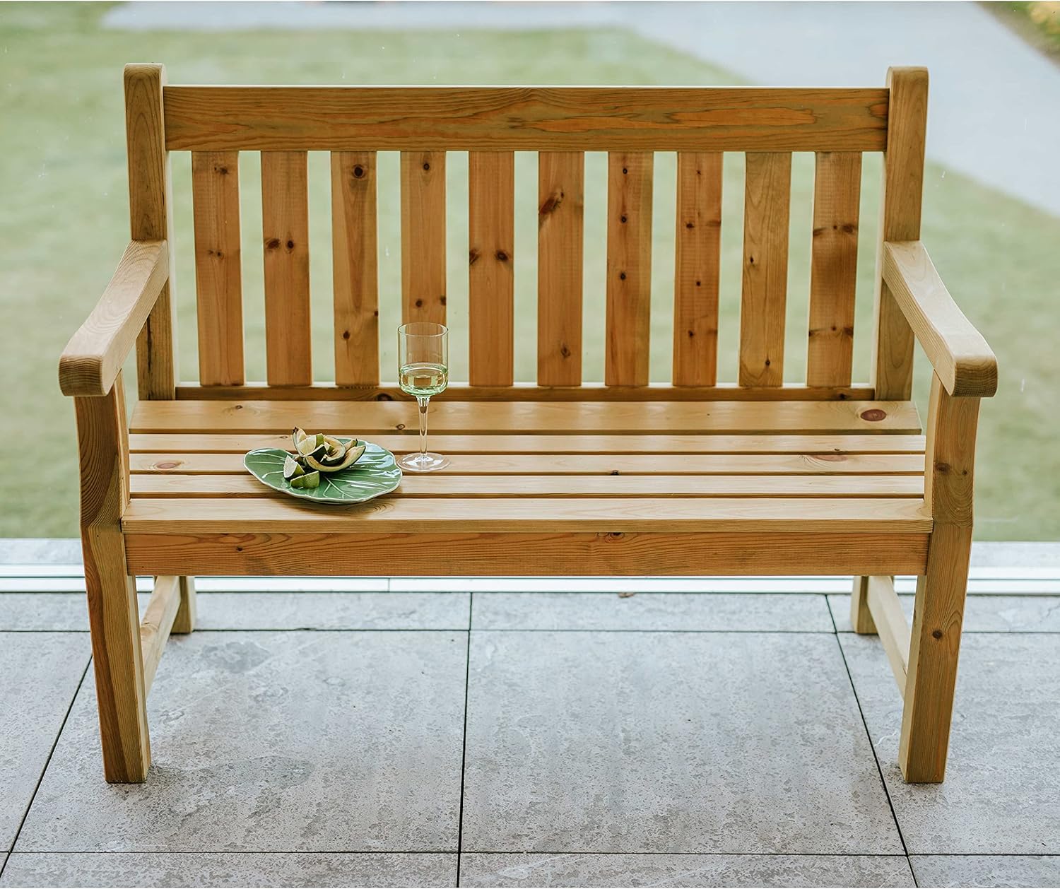 Wooden Garden Bench 120cm 2 Seater Pine Outdoor Patio Bench Seat