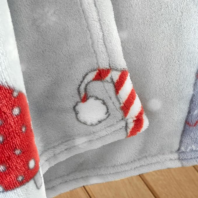 Gnome Fleece Blanket Throw 130x170cm Soft Warm Cozy Grey