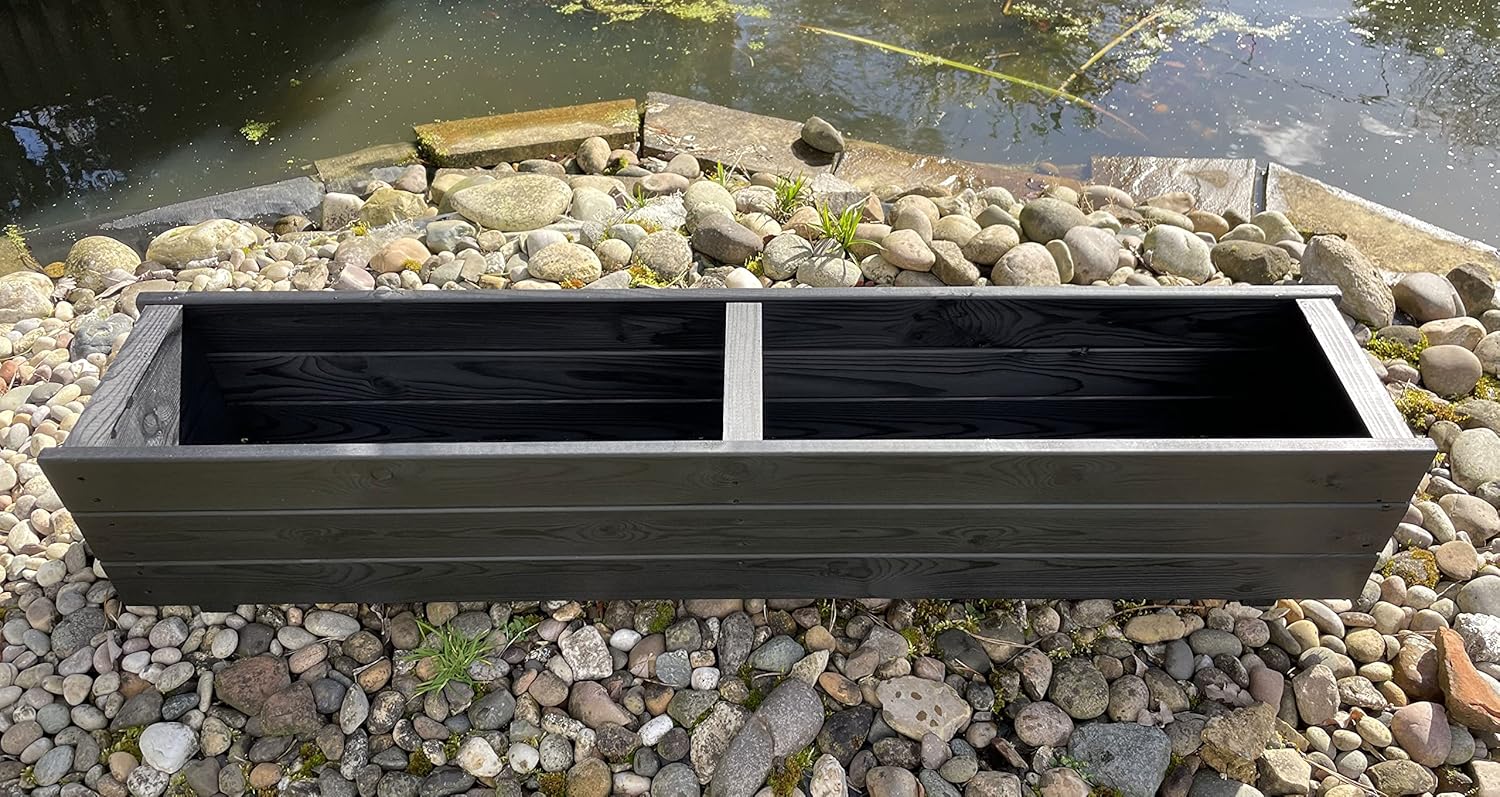 Large Long Wooden Planter Trough 120cm Charcoal Black