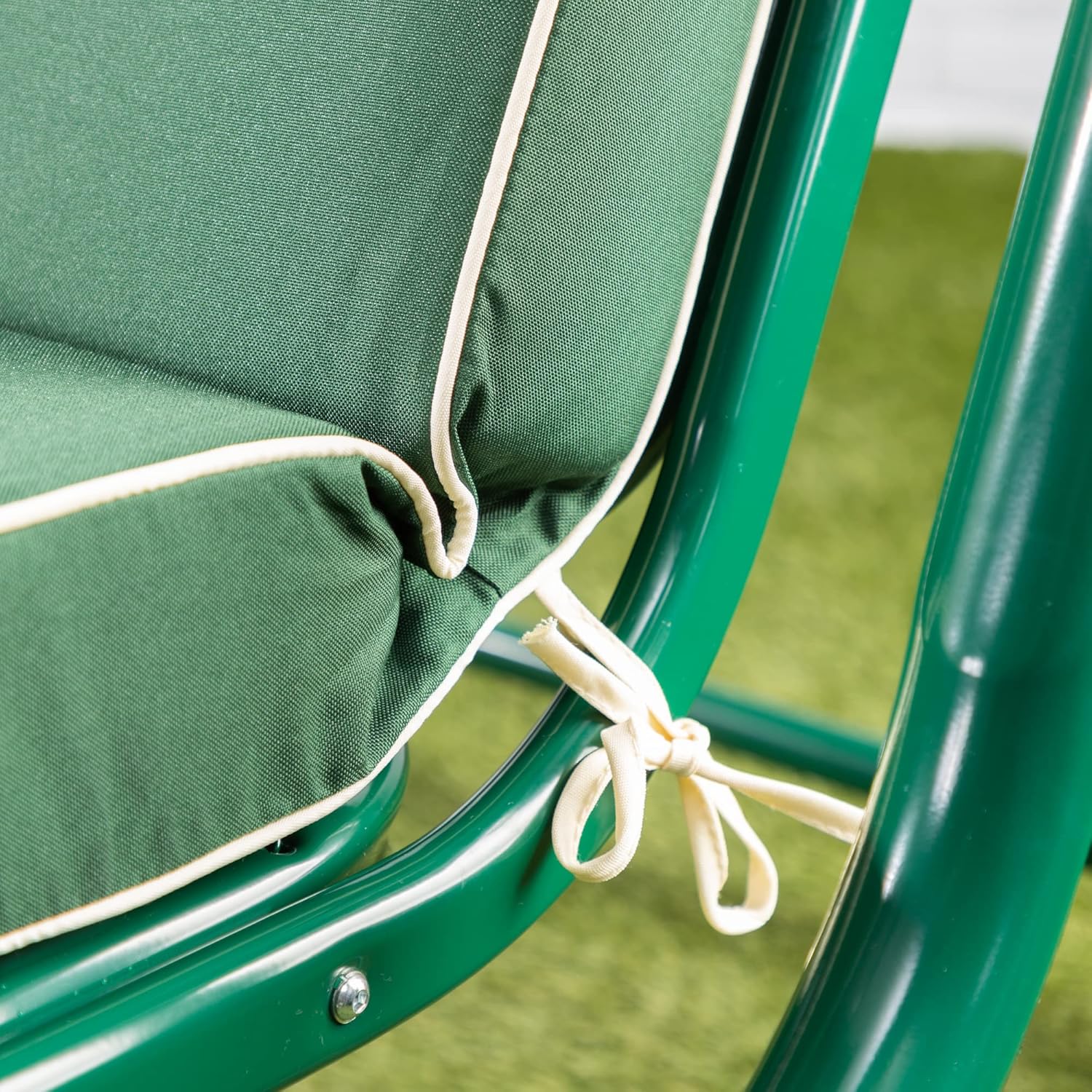 3 Seater Garden Swing Seat Green Canopy Luxury Cushions