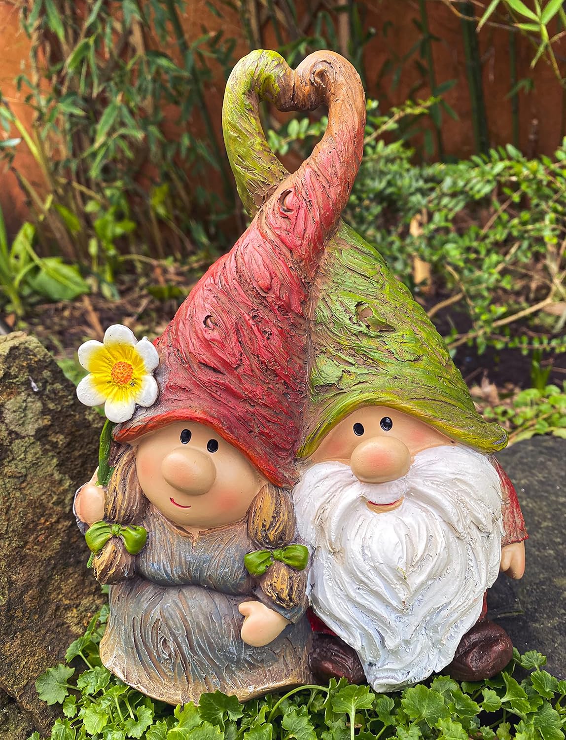 Mr Mrs Garden Gnome Couple Resin 22cm Romantic Decor