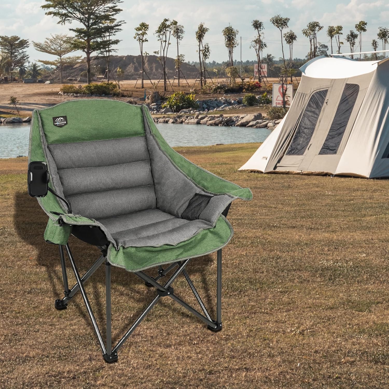 XL Oversized Folding Camping Chair Heavy Duty 400lbs Green