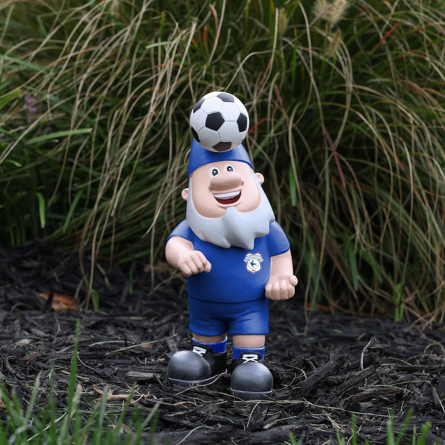 Football Gnome Garden Ornament Soccer Header Ball Decor