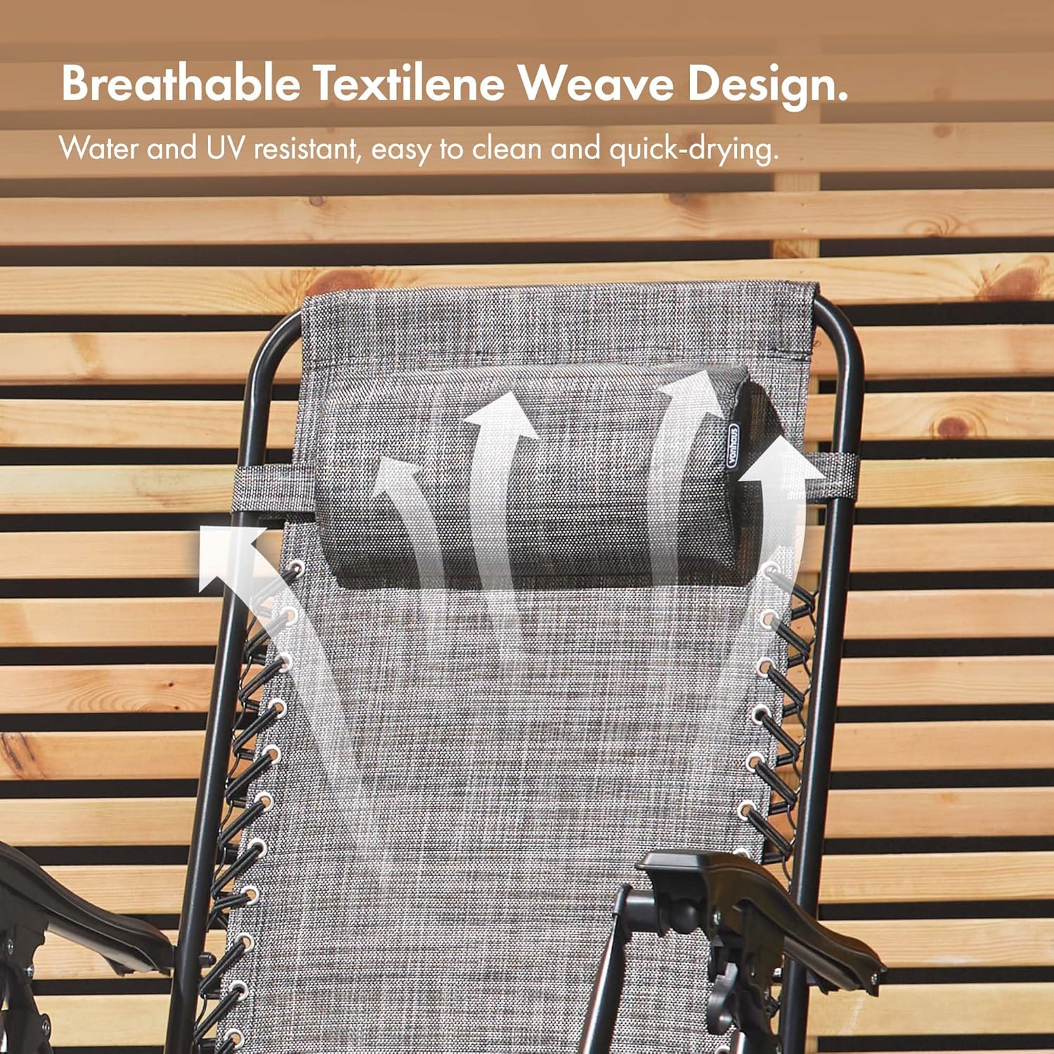 2 Zero Gravity Reclining Garden Chairs with Canopy Grey