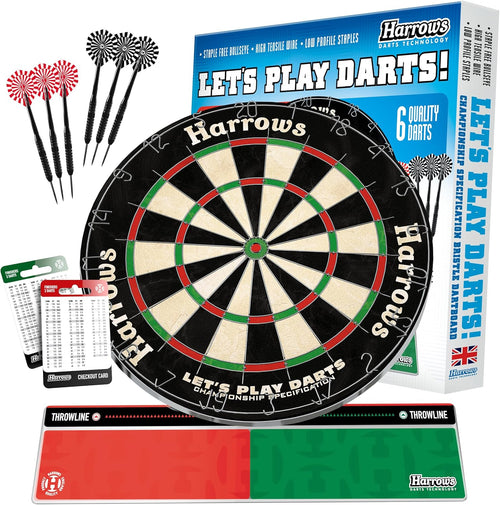 Bristle Dart Board Set Steel Tip Darts Staple Free Official