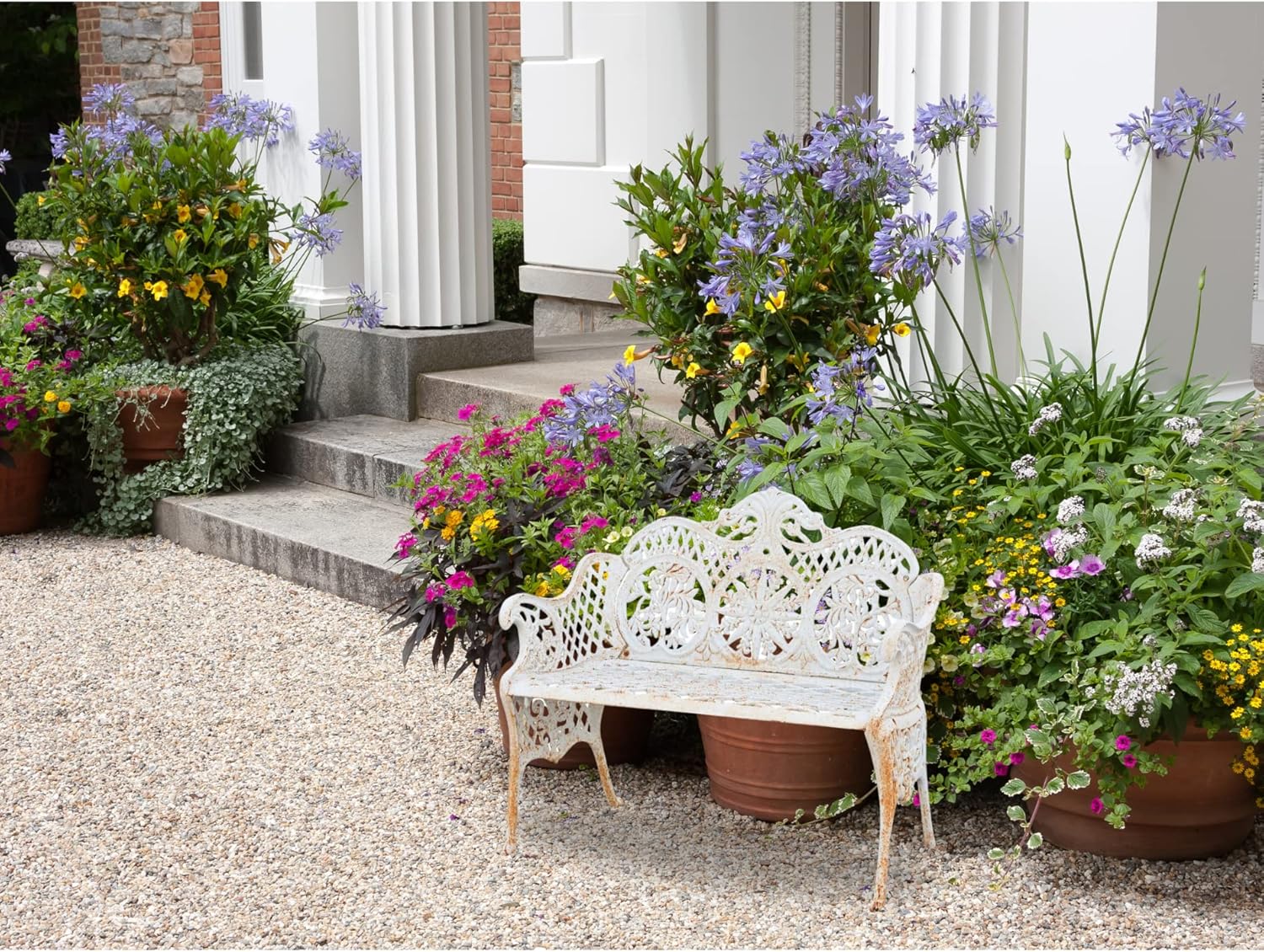 2 Seater Cast Iron Garden Bench Liberty Style Patio Seat Blue