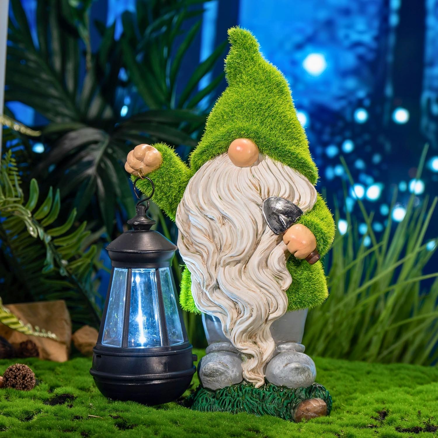 Solar Gonk Garden Ornament Resin Lantern Light Outdoor Decor