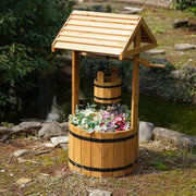 Wooden Wishing Well Planter Rustic Garden Flower Pot 100cm