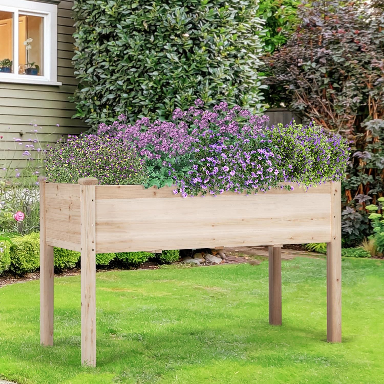 Set of 2 Raised Wooden Garden Beds Elevated Planter Box 120cm