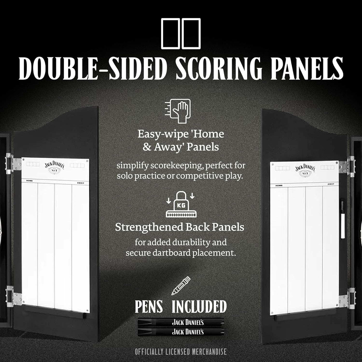 Dartboard Cabinet Set 18in Board 6 Darts Oche Score Panels Wood